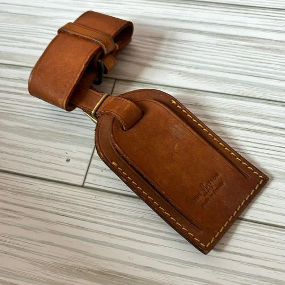 Louis Vuitton Leather Luggage Tag and Poignet set of 2